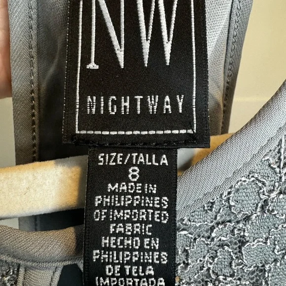 Silver, sequined, sleeveless dress with tie back - Picture 13 of 14